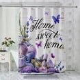 thumbnail image 2 of Farmhouse Shower Curtain Set Vintage Bathroom Accessories Shower Curtain and Rug Set 4Pcs Home Sweet Home Shower Curtain with Non-Slip Rugs Toilet Lid Cover Bath Mat Rustic Purple Bathroom Decorations, 2 of 9
