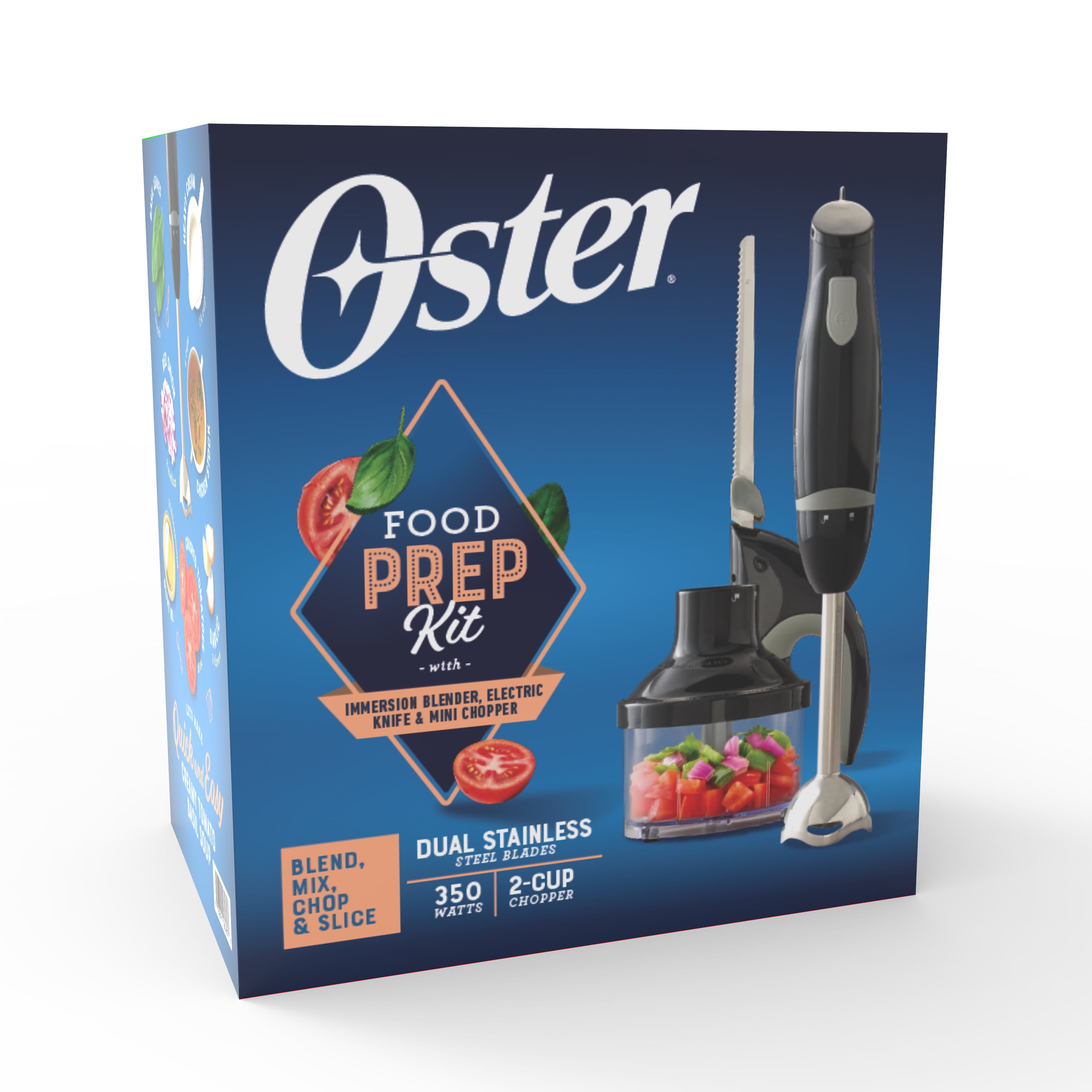 Oster Food Prep Kit Small Kitchen Appliance With Immersion Hand Blender,  Electric Knife, And 2 Cup Mini Food Vegetable Chopper, Black : Target