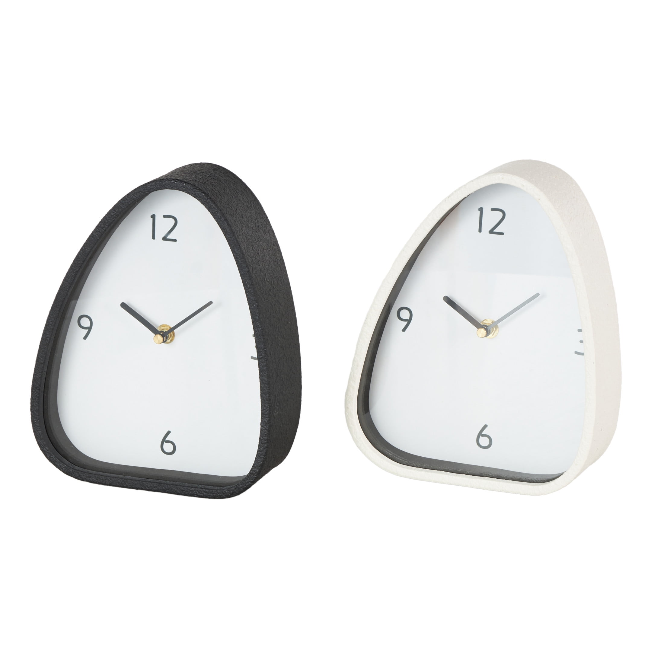 DecMode 9" Multi Colored Metal Textured Clock with Gold Accents, Set of 2