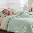 thumbnail image 2 of U by Bedsure Queen Comforter Set Sage Green, 7 Pieces Reversible Bed in a Bag, Boho Lightweight Bedding Set, Contrasting Design, 2 of 8
