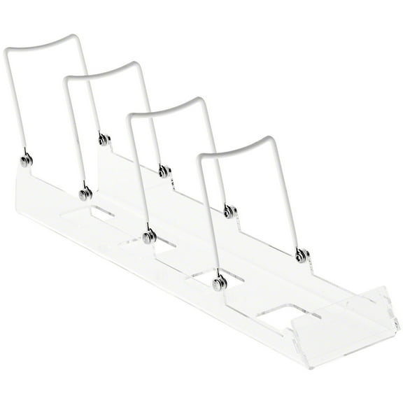 Gibson Holders ADS-4 Adjustable White Wire and Clear Acrylic Quad Easel, Displays 4 Items, 3.875" W x 15.25" D x 6.25" H
