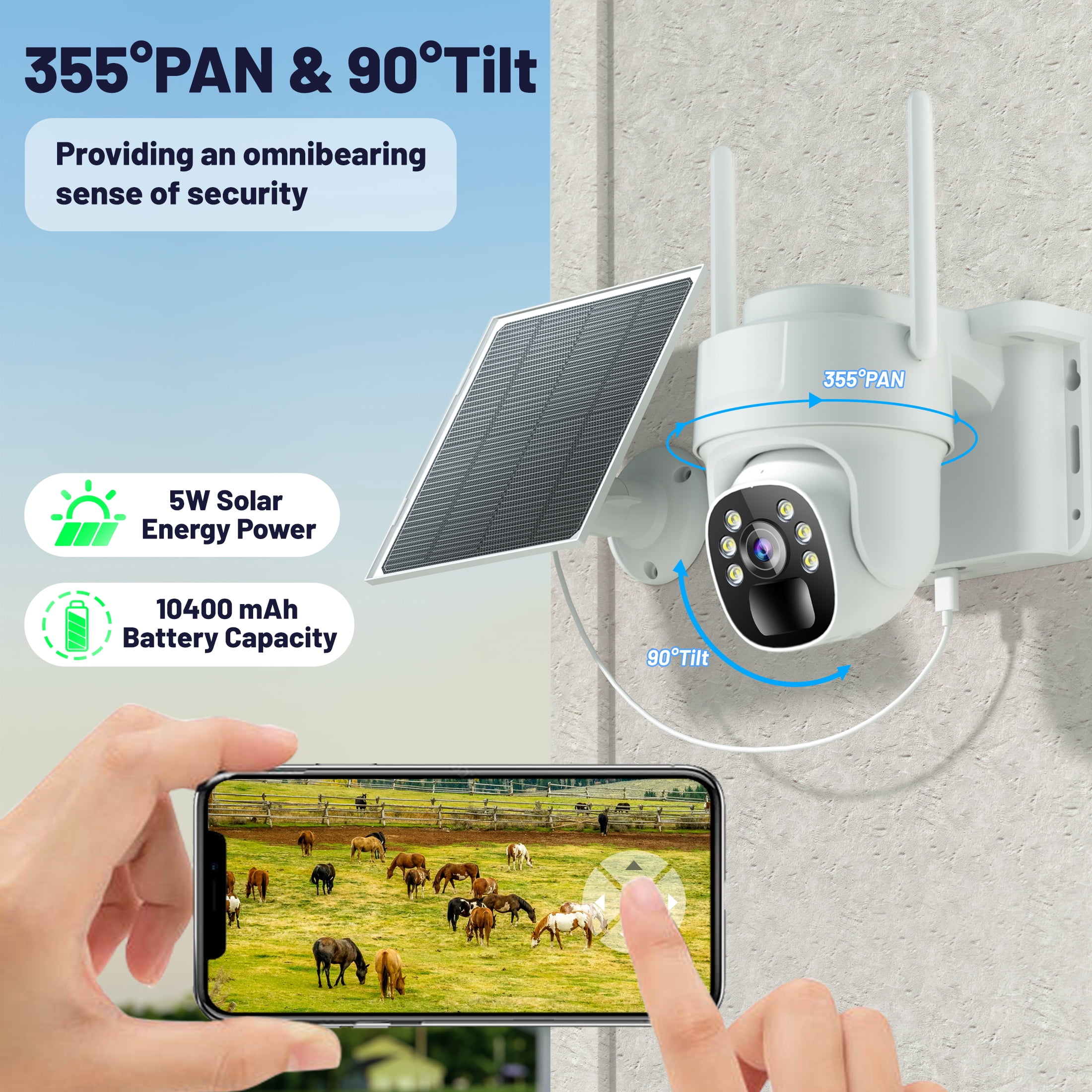 Security Cameras Wireless Outdoor Solar Powered, 4G LTE Cellular Security Camera With SIM (No WiFi)