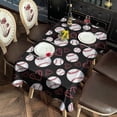 thumbnail image 3 of Black Baseballs and Hearts Pattern Rectangle Tablecloth 60"x102",Waterproof Polyester Rectangle Table Cloth, Wipeable Spillproof Polyester Tablecloth for Dining, Camping, Indoor and Outdoor, 3 of 6