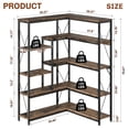 thumbnail image 6 of Walsunny 70" L Shaped Corner Bookshelves Bookcases 5 Tier Wood Bookshelf with Metal Frame Display Rack Rustic Brown, 6 of 7