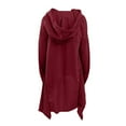 thumbnail image 4 of Women Multiple Color Exquisite Retro Nature Printing Long Sleeve Polyester Size Hooded Pullover(Wine,M), 4 of 4