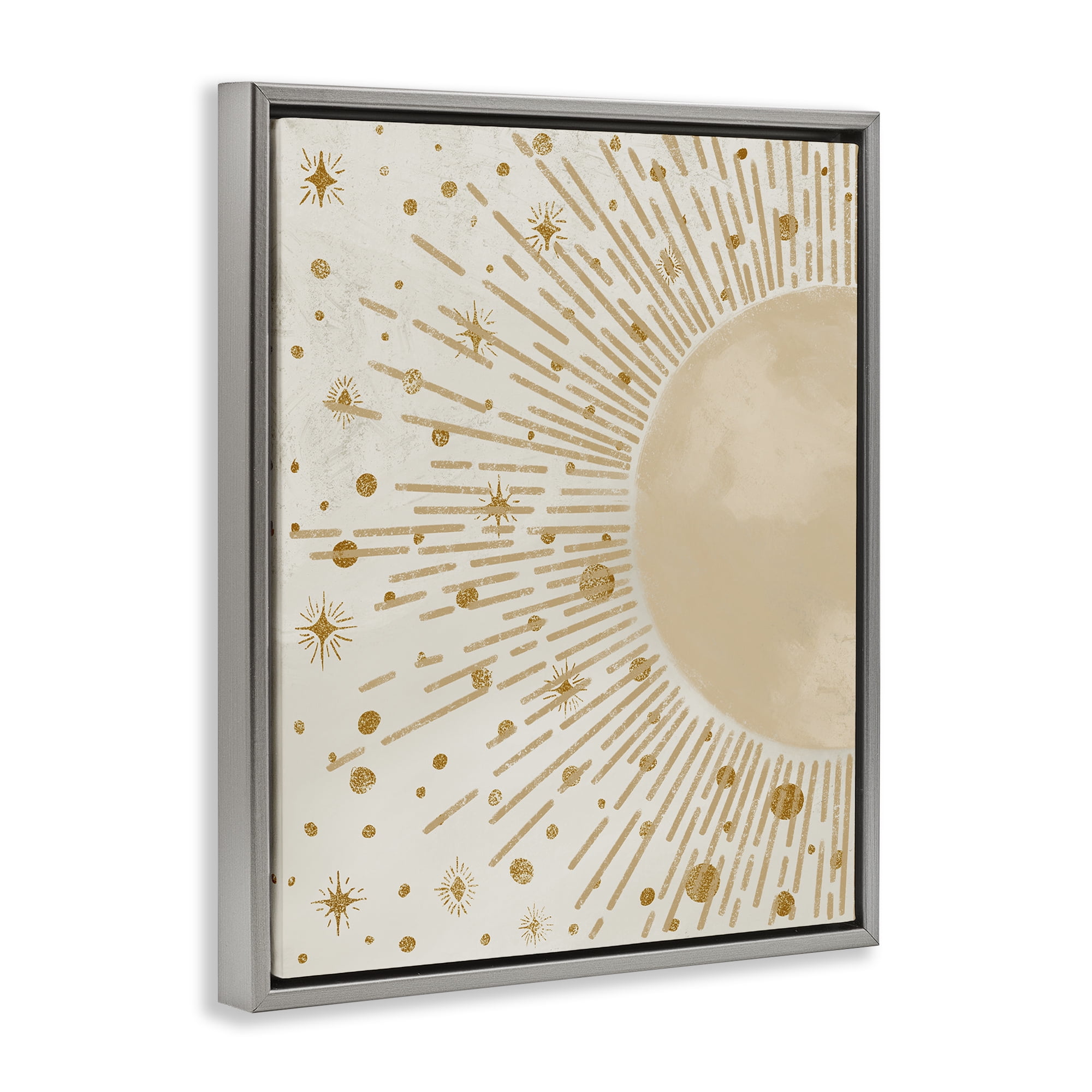Stupell Industries Starry Sun Rays Landscape Painting Gray Floater Framed Art Print Wall Art, 17 x 21