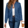 thumbnail image 1 of Chaqueta Informal Holgada de Cuadros Pequeños para Mujer, de Color Liso, Tendencia Otoñal, con Cremallera, Larga y Cuello Redondo. Azul M, 1 of 7