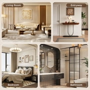 Fahomiss 24 Round Mirror, Gold Wall Mirror with Wavy Frame for Bathroom Vanity