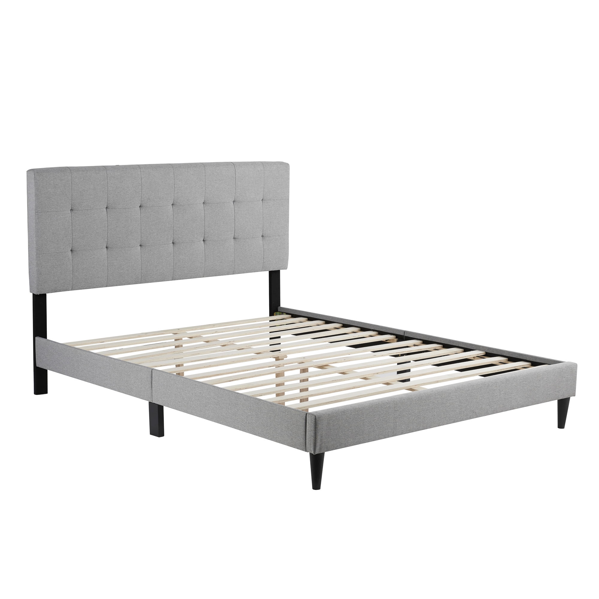 Rest Haven Upholstered Square Tufted, Flat Bottom Bed Frame Queen Size