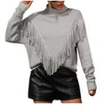 thumbnail image 2 of DailyTrove Women's Fringe Turtleneck Top, Long Sleeve, Casual Festival & Night Out Wear, Soft Polyester Blend, Plus Size Friendly, 2 of 6