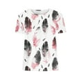 thumbnail image 6 of Youyipin Womens Tops Womens Dressy Tops Women's Fashion Casual Short Sleeve Flower Print Round Neck Pullover Top Blouse Short Sleeve Shirts For Women, 6 of 6