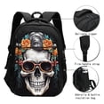 thumbnail image 3 of Balery Flower Horn Skull A Mochila con carga USB para hombre y mujer - Mochila impermeable y antirrobo para portátil con puerto USB para viajes, trabajo, estudios y universidad, 3 of 7
