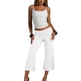 thumbnail image 4 of Women Fold Over Gauchos Low Rise Cropped Wide Leg Capri Pants Summer Foldover Yoga Culottes Pajama Pants Bottoms, 2XL, 4 of 6