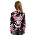 thumbnail image 2 of Xoenoiee Axolotl Cherry Blossom Print Girls Long Sleeve Shirts Tie Hem Fall T-Shirt Round Neck Tops Blouse Pullover Tunic Outfits Fall Clothes, 5-6 Year, 2 of 7
