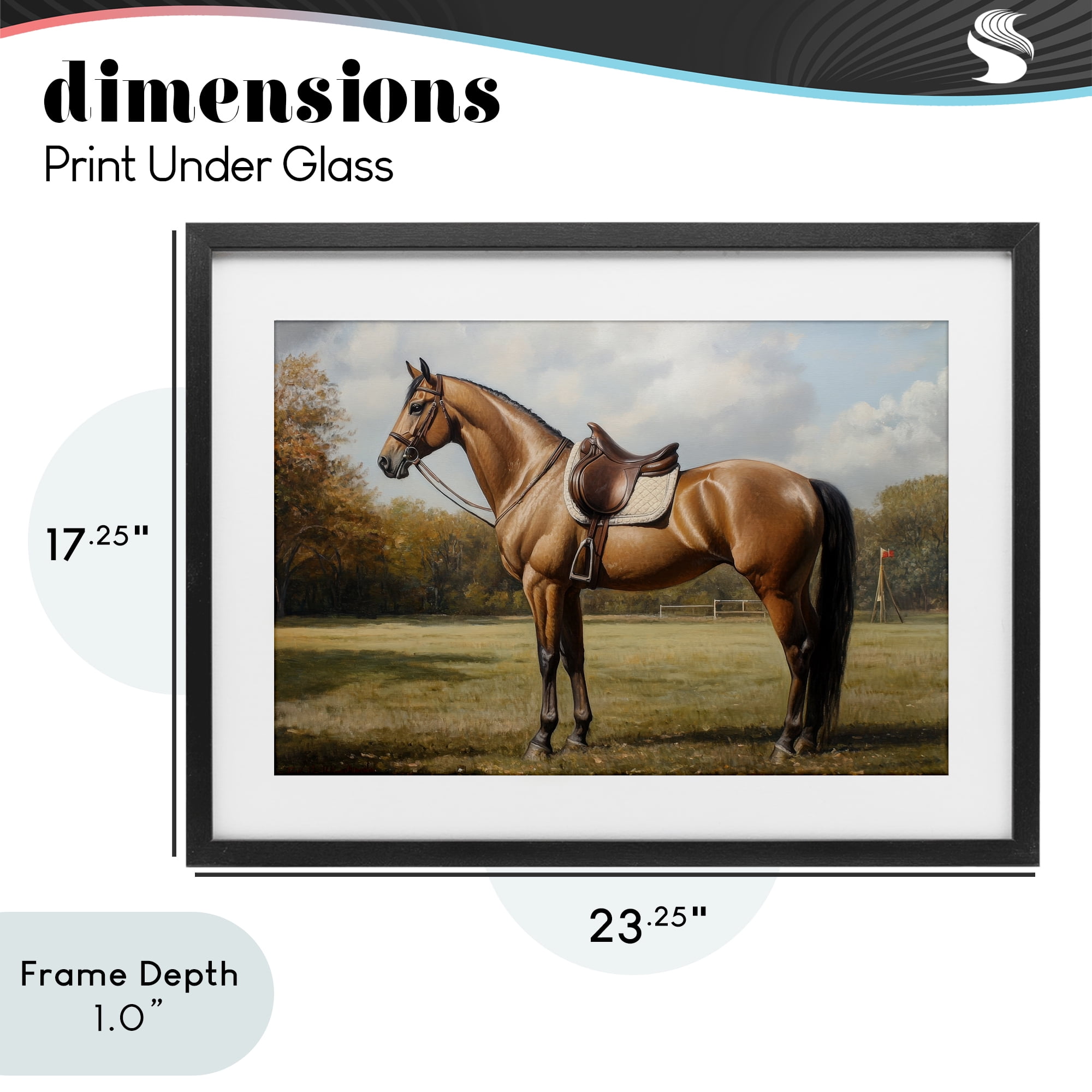 Stupell Industries Show Ready Horse with Saddle Black Framed Print Under Glass, design by Petal Prints Design