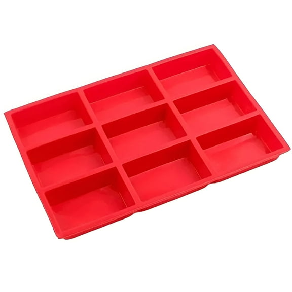 ACDANC Mini Loaf Pan,Metal Reinforced Silicone Mini Bread Loaf Pan Nonstick Cornbread Pan 9 Cavities Small Loaf Pans for Baking Mini Bread,Mini Loaf,Mini Meatloaf,Brownie,Butter 1Pack Red
