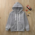 thumbnail image 4 of Xudanell Toddler Jacket Hoodie Sweatshirt Solid Color Zip Up Hoodie Top Kids Girls Boys Long Sleeve Coat Outwear (Grey,5-6 Years), 4 of 6