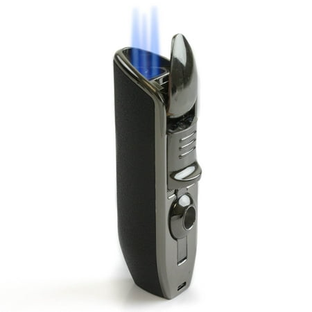 Scorch Torch Emissary Limited Edition Ergonomic Triple Jet Flame Butane Torch Cigar Lighter w/ Punch Cutter (Best Butane Grill Lighter)
