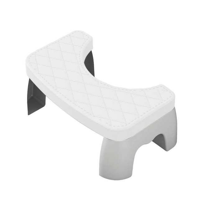 White Non-Slip Toilet Step Stool Stackable Bathroom Squatting Stool Durable Plastic Universal Fit Detachable Design For Posture Support #5v2Ri