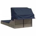 thumbnail image 5 of vidaXL Double Sun Lounger with Canopy and Cushions Gray Poly Rattan, 5 of 8