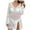 White, variant on fatyb Women's Long Sleeve Crochet Coverup Hollow out Beach Cover up V Neck Bikini Beach Dress Swimwear