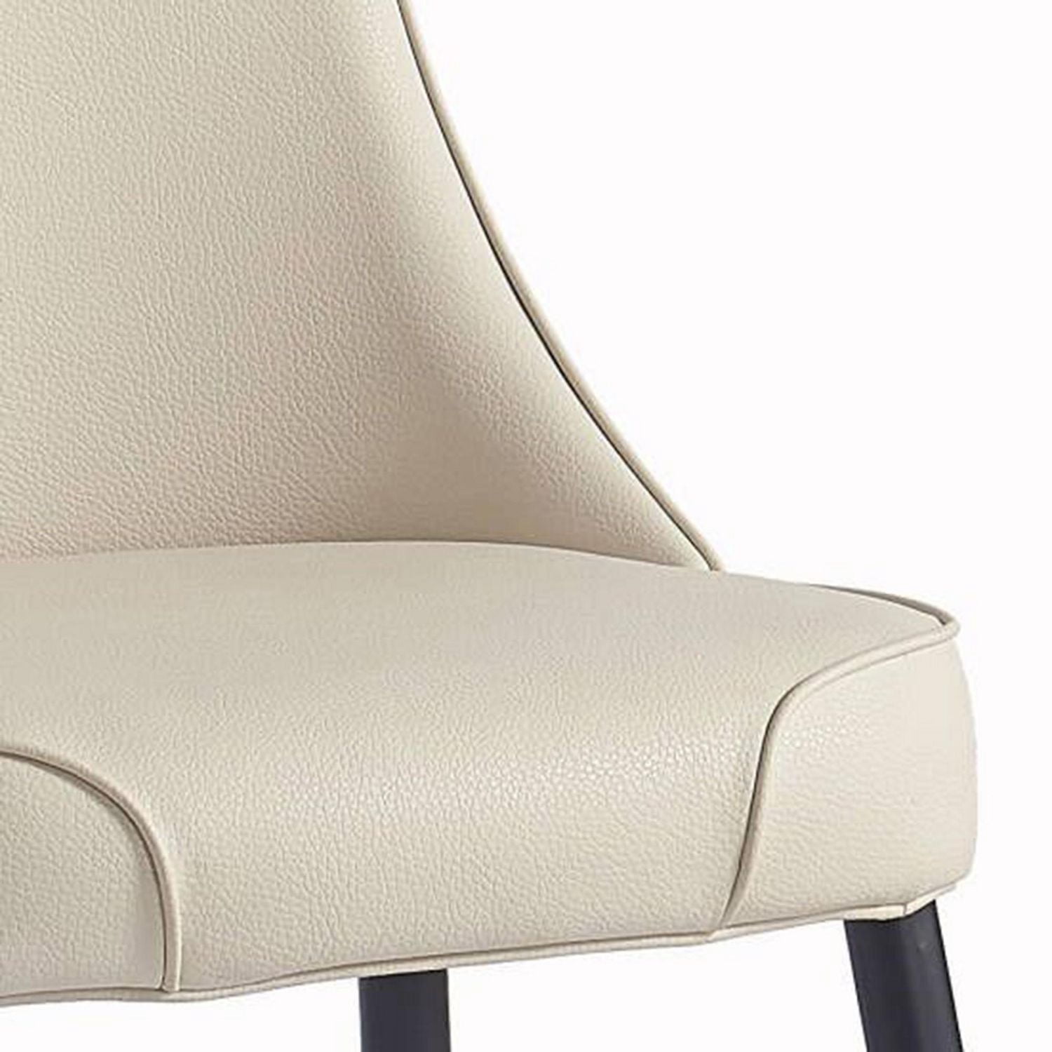 Modern Faux Leather & Metal Dining Chair, Faux Leather, Set of 2 - Beige & Black