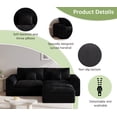 thumbnail image 3 of YVDNHP L Shaped Couch Boneless Modular Sectional Sofa, Comfy Flannel Fabric 2-Seater Deep Seat Cloud Sofa with Footrest, for Living Room, Apartment, Office, No Assembly Required, Black, 3 of 8