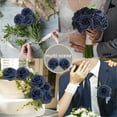 thumbnail image 5 of Artificial Flowers Navy Blue Roses 100PCS Real Looking Foam Fake Roses with Leaves and for DIY Wedding Bouquets Bridal Shower Centerpieces Party Decorations, 5 of 9