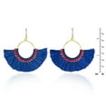 thumbnail image 2 of Bohemian Inspired Fan Shaped Blue Tassels on Brass Dangle Earrings for Female Adult Anniversary Jewelry Gift, 2 of 4