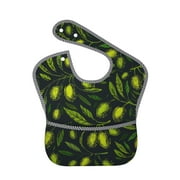 Bingfone Mess-Proof Baby Bib - Waterproof Bib For Baby Boy Or Girl With Food Catcher Pocket, Unisex-Green Branch Olive