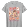 thumbnail image 4 of Women's Fashion Casual Easter Print Round Neck Short Sleeve T-Shirt Top Light Gray XL, 4 of 5