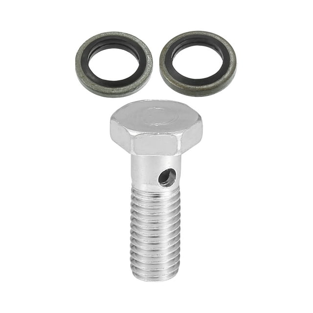 Unique Bargains 1 Set Car Brake Line Fitting Adapter 1.34' Length M10x1.5 Brake Line Thread Single Hollow Bolt