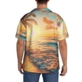 thumbnail image 3 of Lsque Tropical Sunset Beach Scene print Men's Cuban Collar Short Sleeve Shirt Summer Beachwear Casual Button Down Fashionable Vacation Leisure Shirt-Large, 3 of 7