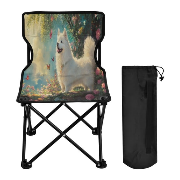 YAZAOO Camping Chairs Modern Dog with Butterflies in Garden Pattern Folding chair