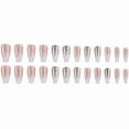 thumbnail image 2 of Press on Nails Long Coffin Fake Nails Glossy Glue on Nails Pink White Ombre Acrylic Nails Ballerina Artificial Nails Bling Glitter Stick on False Nails with Design 24 pcs Black 0002-Y-01, 2 of 4