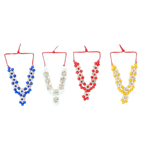 Set of 4 Mala for Laddu Gopal/Devi Maa/Radha Krishna/Indian Traditional Festival Diwali Decorations God Goddess Set Deepawali Decor Deities jewellary All God Idol Statue Home Office (Size:- 2")