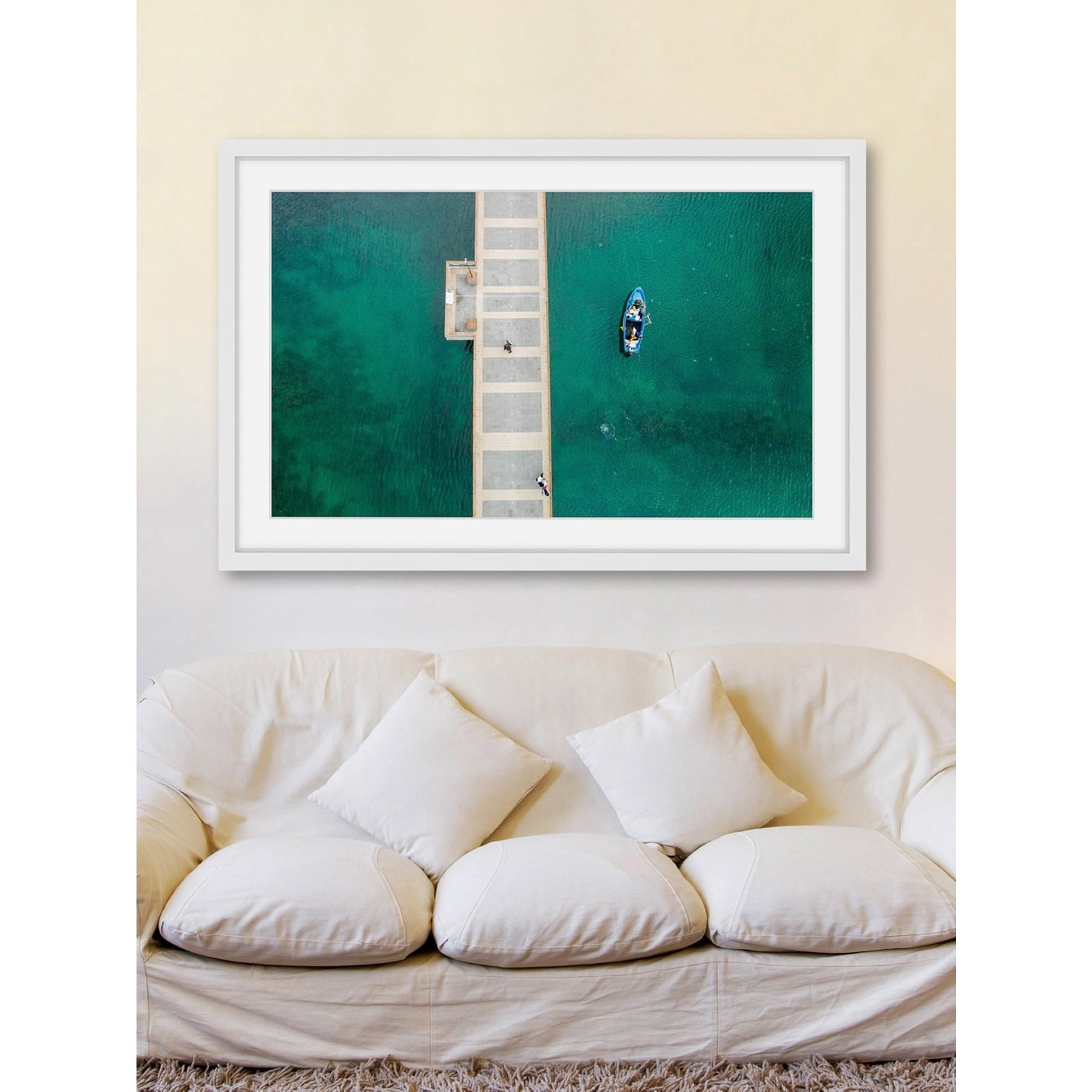 Marmont Hill "Floating Blue Boat" By Karolis Janulis Framed Painting Art Print, 30.0" x 1.5"