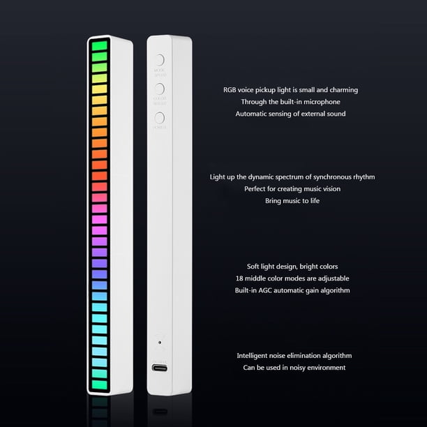 Luz De Ritmo Síncrono De Control De Voz Lámpara de control de sonido LED RGB Luz de ritmo activada por voz colorida (D) Sywqhk Para estrenar
