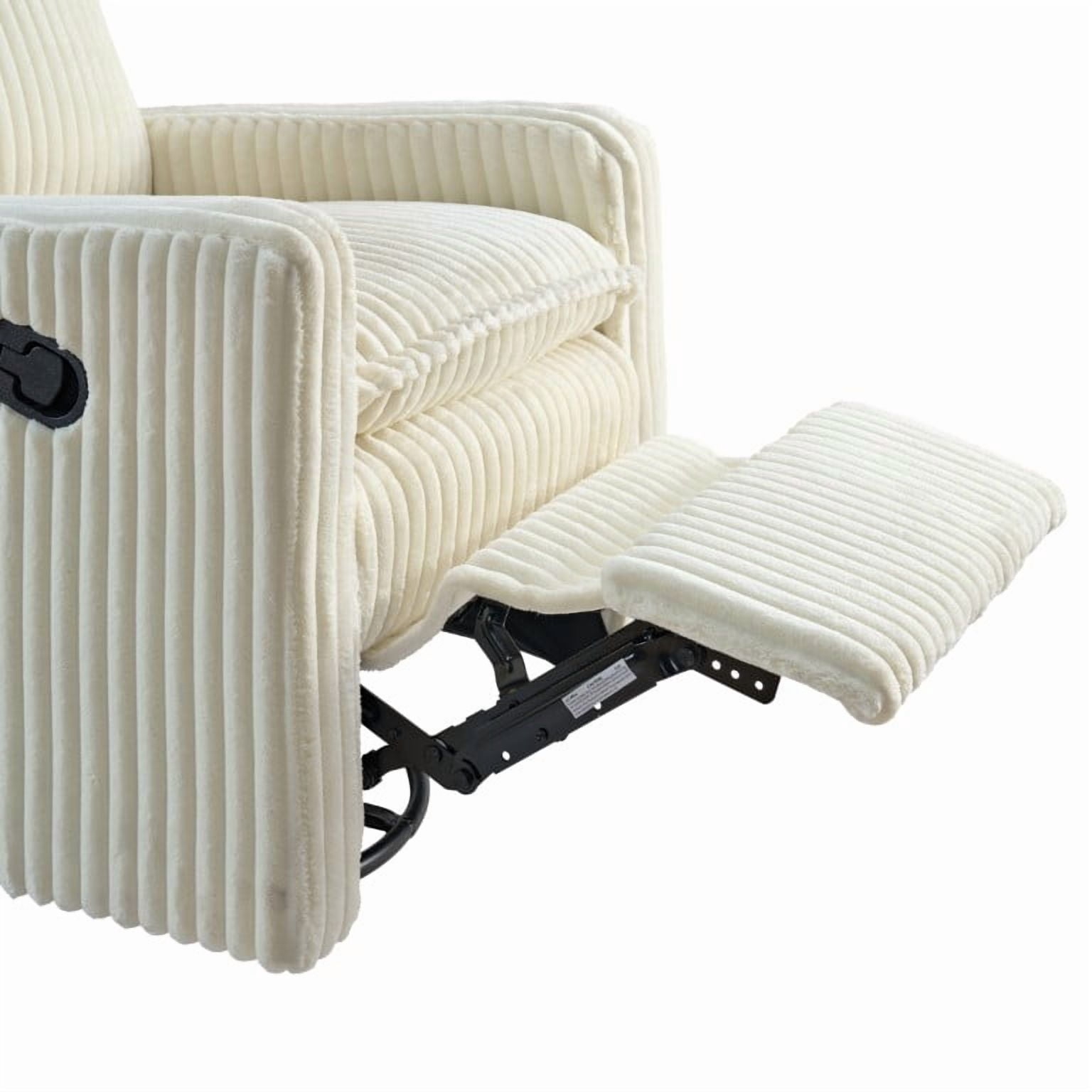 Oxford Baby Uptown Upholstered Glider Recliner Rocking Chair 360° Swivel for Nursery and Living Room – Corduroy Pearl White​