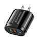 thumbnail image 1 of Cargador USB Jixopn de 3 puertos con enchufe estadounidense QC3.0, adaptador de carga rápida para teléfono de pared (negro), 1 of 7