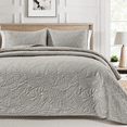 thumbnail image 1 of Bourina Ultrasonic Quilt Set 3-Piece Bedding Set Pre-Washed Microfiber Ultra Soft Lightweight Leaf Bedspread Coverlet Set for All Season, King,Beige, 1 of 8