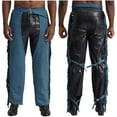thumbnail image 3 of Zaldita Mens Suede Fringe Western Cowboy Chap Fancy Dress Outfit Fashion Trousers Leggings Navy Blue M, 3 of 4