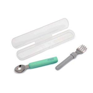 Set Cuchara Y Tenedor Desmontable Verde-Gris Melii