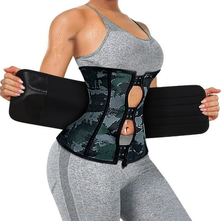 

Junlan Women Waist Trainer Belt Tummy Control Waist Trimmer Slim Belly Sauna Sweat Waist Cincher Camo Workout Girdle