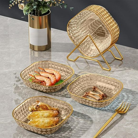 Plateau à Fruits pour Collations, Usavan Grand Plateau de Service en Plastique Transparent à Grande Capacité, Plateau Élégant Multicolore pour Fruits Secs Bonbons Légumes Fête Cuisine Salon