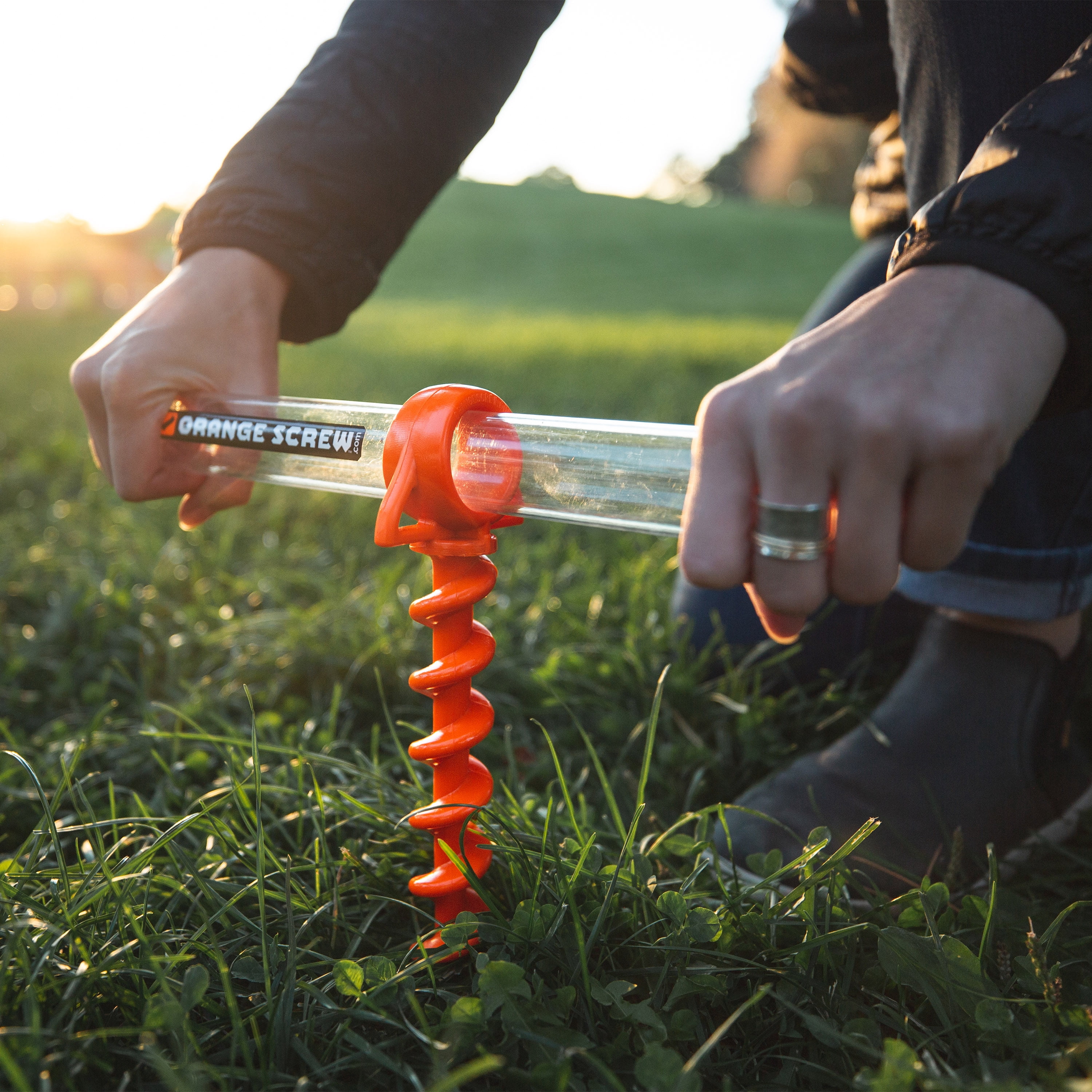 Orange Screw® Ultimate Ground Anchor - Large - 2 Pack - Bright Orange