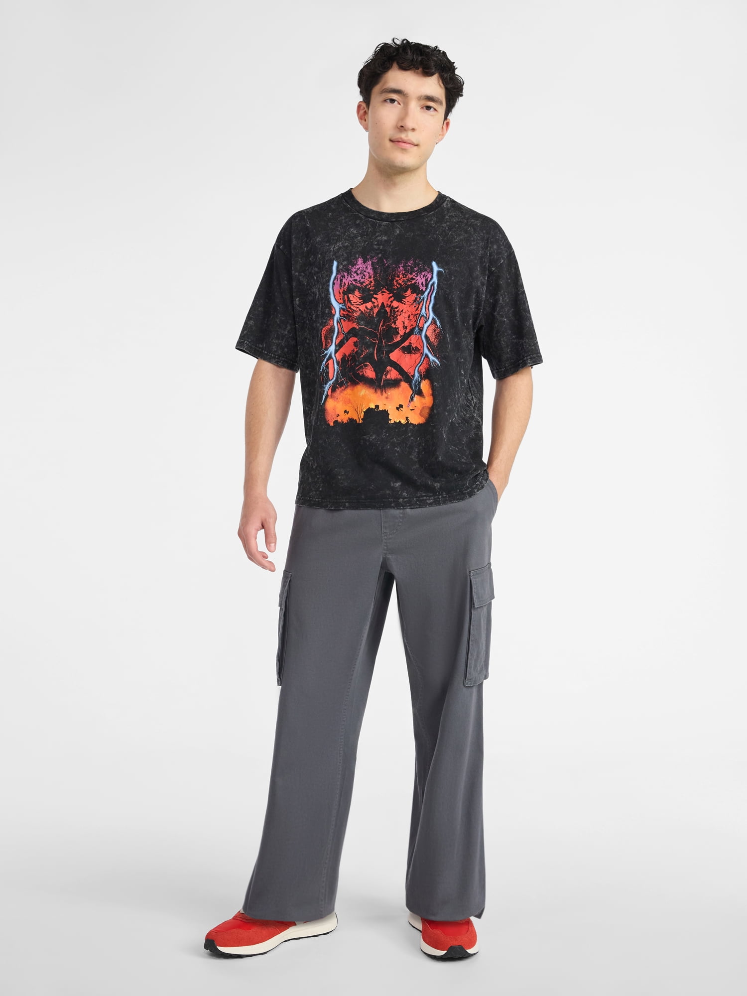 Netflix Stranger Things Vecna Shock Oversized Graphic T-Shirt from No Boundaries, Men's & Big Men's