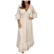 thumbnail image 2 of Puntoco Vestido De Manga Corta Con Cuello En V, Nuevo Estilo De Verano Para Mujer, Elegante Vestido De Vacaciones De Color Sólido Con Cuello En V Y Manga Media, Color Beige Xxxxxl, 2 of 6