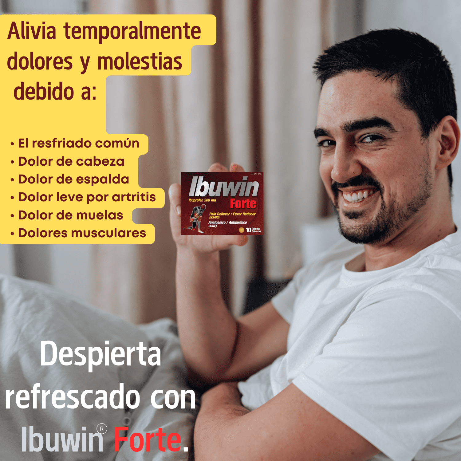 Ibuwin Forte, Fever Reducer, Headache Relief, Menstrual Pain, Tooth Aches, Muscular Aches, Arthritis, Pain & Body Aches - Includes 10 Tablets