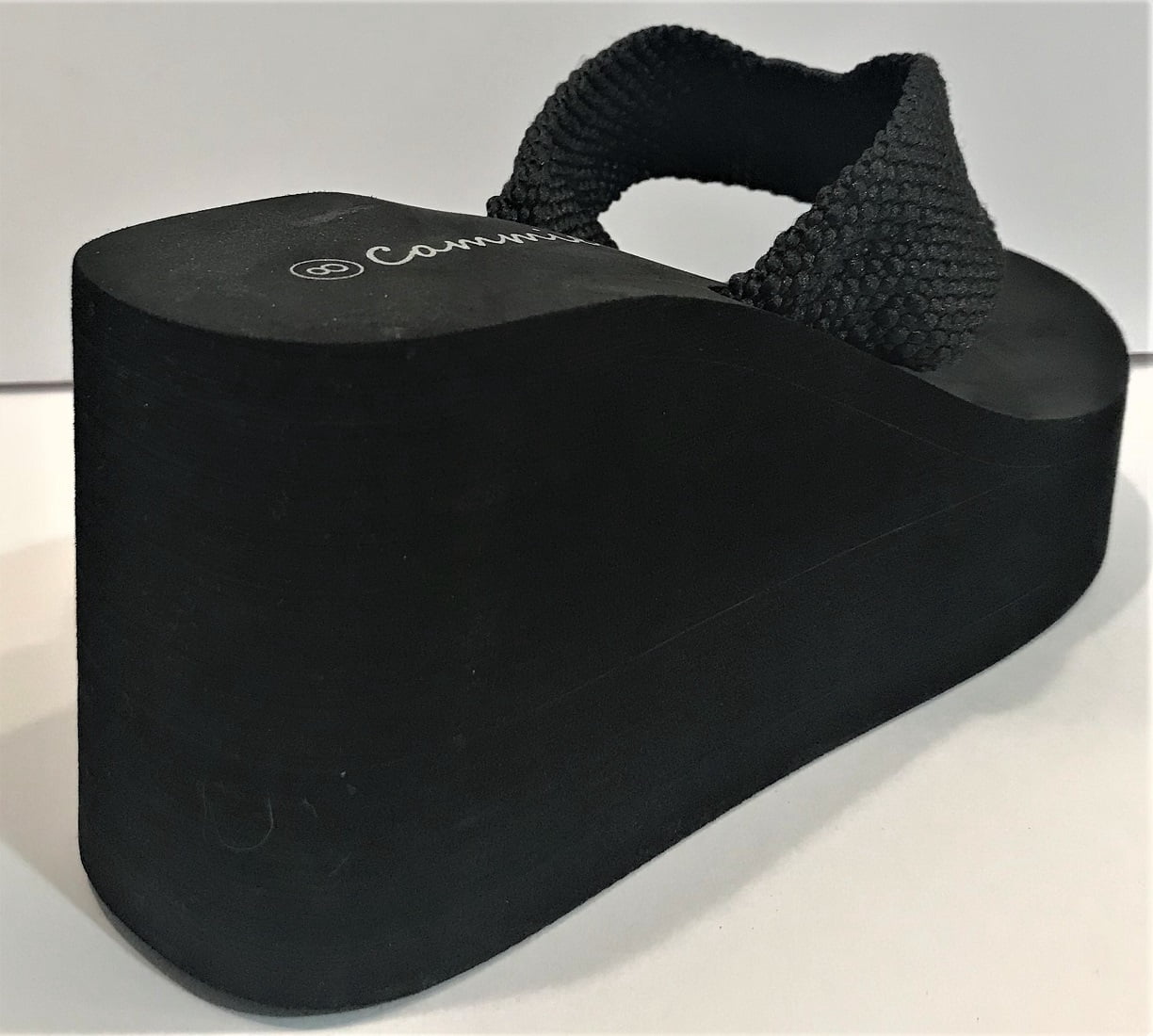 Cammie L-2155HH Women High Wedge Platform Slides Flip Flop Open Toe Sandal Black 6